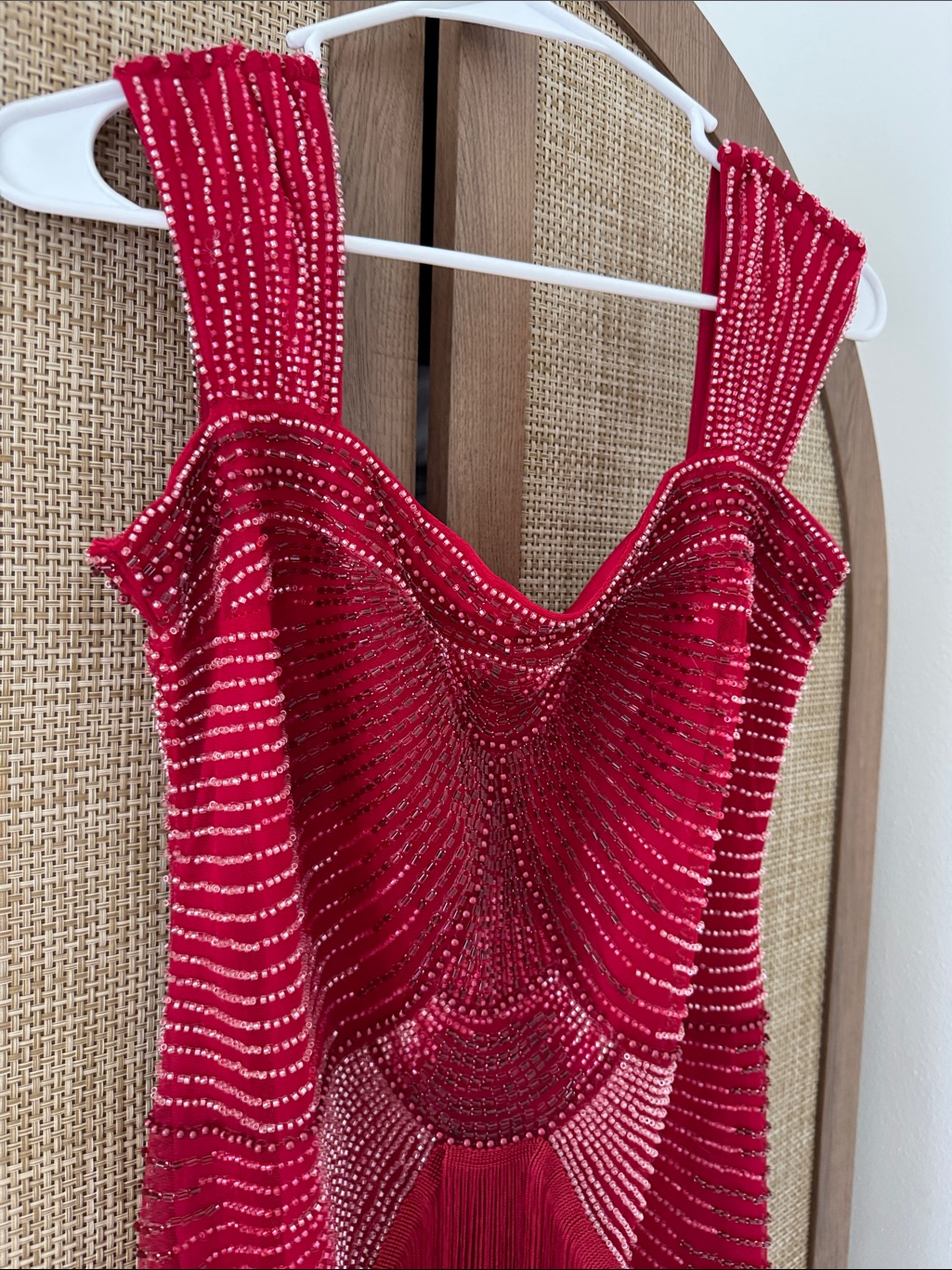 Red Fringe Maxi Dress With Vintage-Inspired Silhouette — image 5 of 8